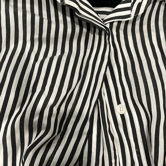 Massimo Dutti long sleeve belted button down black &white 3/4 length dress XS/S - Picture 13 of 16